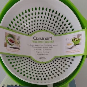Cuisinart Green and White Swing Basket Colander & Bowl Set
